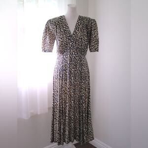 Vintage ‘80s Passports of Pier 1 Imports Navy Blue Floral Print Midi Dress